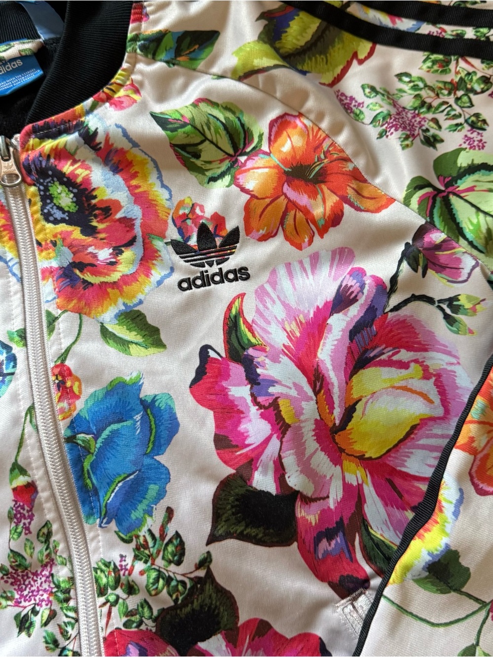 adidas Floralita Zip-Front Track Jacket with Black Trim - Picture 2 of 7